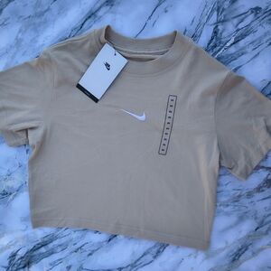 Nike Beige Cropped Tee with Logo